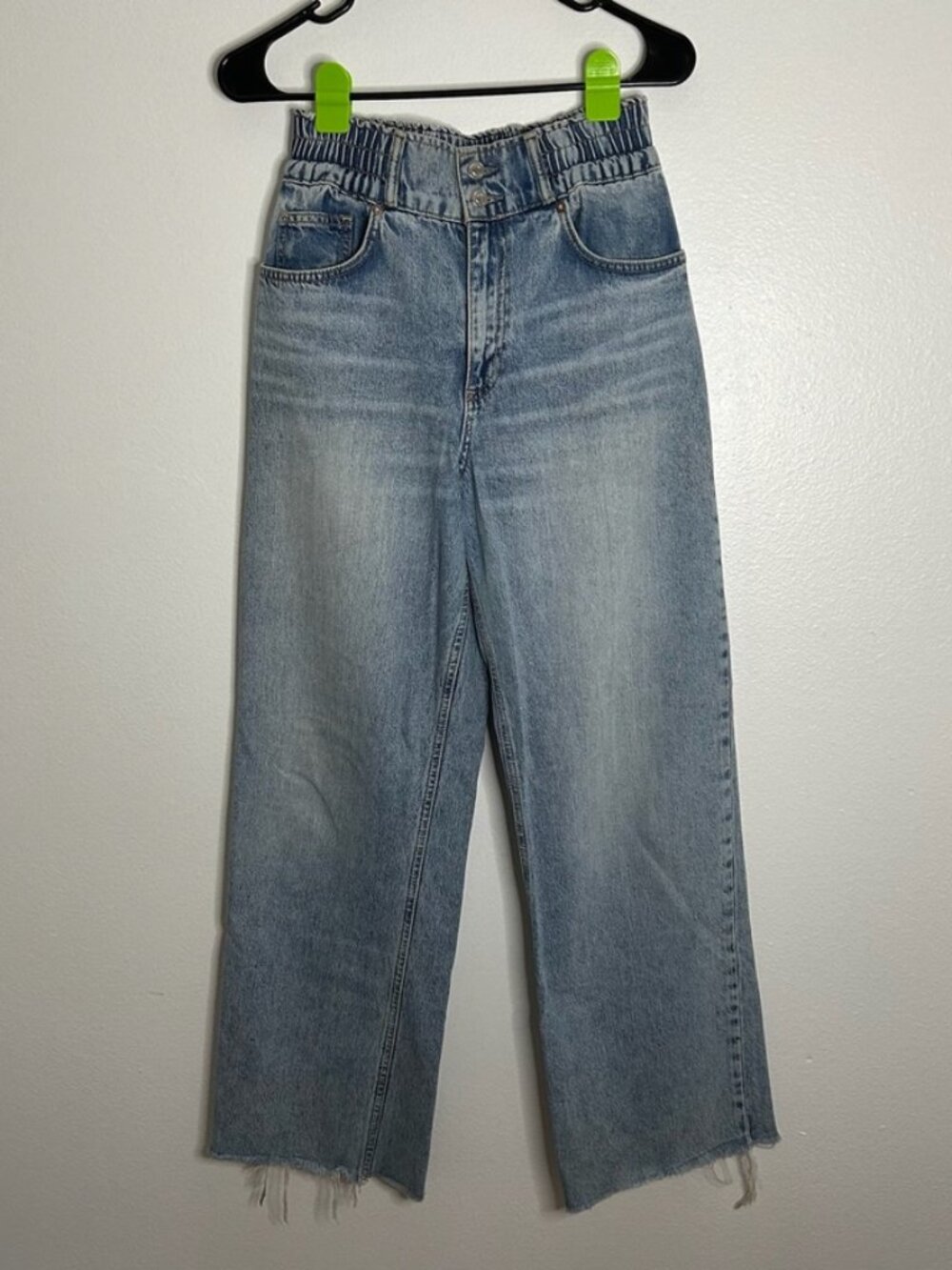 All Saints Hailey Frayed Hem Wide-Leg Denim Jeans Size: Women's 4